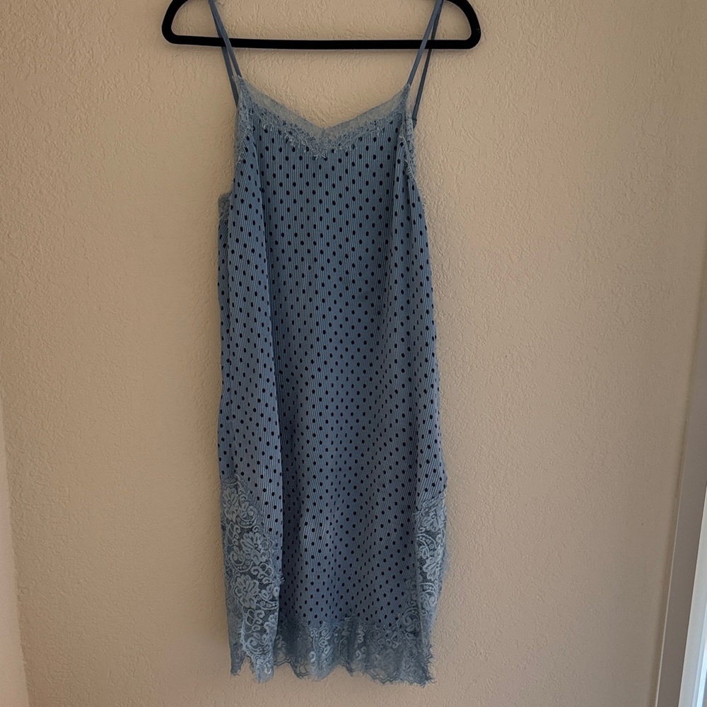 Free People Blue Lace Slip Dress